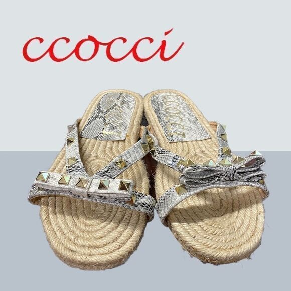 CCOCCI Delight Espadrille Stud Snake Sandals 8.5 - Picture 3 of 5